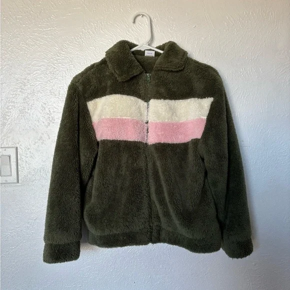 Wonder Nation Kids Sherpa Jacket - Green and Pink - Picture 1 of 7